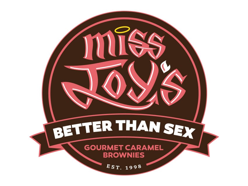 Miss Joy's Better than sex gourmet caramel brownies logo