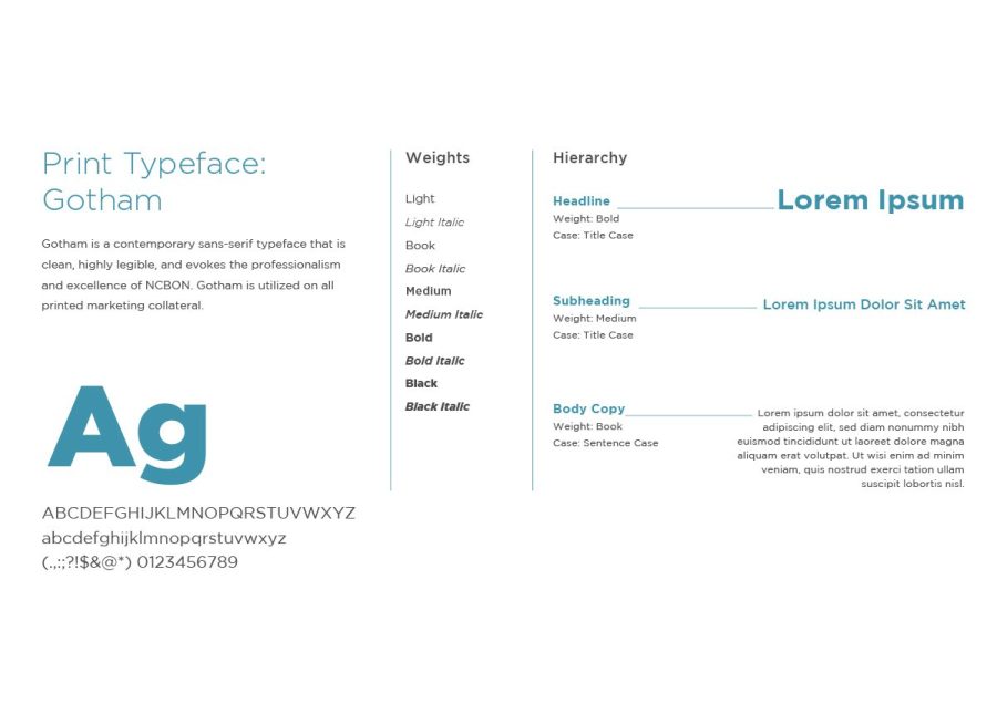 North Carolina Board of Nursing Brand Print Typeface